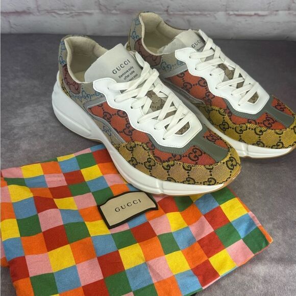 Gucci Mens Rython Multicolor Sneakers  GG Canvas 9 - Picture 13 of 14